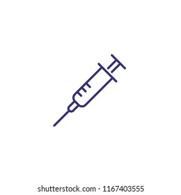 Syringe line icon. Injection, drug, vaccination. Medicine concept. Vector illustration can be used for topics like healthcare, illness, treatment