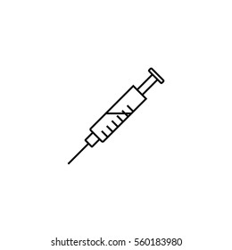 Syringe Line Icon, Injection And Vaccination, Vector Graphics, Eps 10.