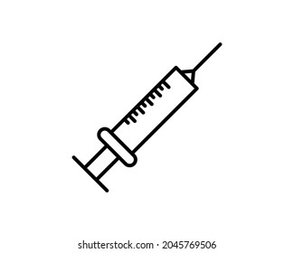 Symbol für die Spritzenlinie. Injektion, Vektorgrafik einzeln auf Weiß. Vaccination Skizze Design, entworfen für Web und App. EPS10.