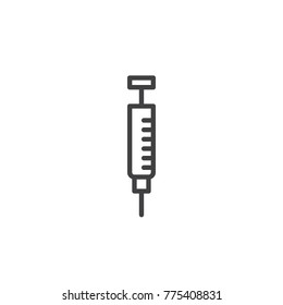Syringe line icon, outline vector sign, linear style pictogram isolated on white. Medical injection symbol, logo illustration. Editable stroke