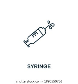 Syringe line icon. Thin style element from medicine icons collection. Outline syringe icon