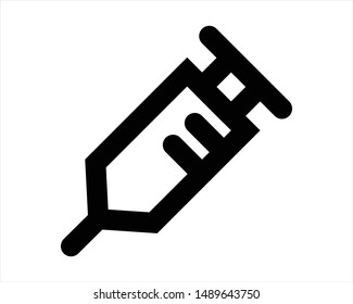 syringe line icon - vector