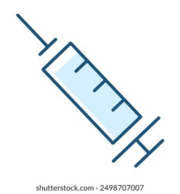 Syringe line icon vector isolated. Simple symbol of medical tool with needle. Medical treatment. Concept of vaccination.