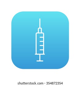 Syringe line icon for web, mobile and infographics. Vector white icon on the blue gradient square with rounded corners isolated on white background.