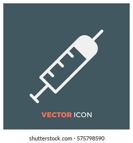 syringe line vector icon