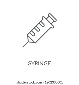 Syringe linear icon. Syringe concept stroke symbol design. Thin graphic elements vector illustration, outline pattern on a white background, eps 10.
