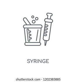 Syringe linear icon. Syringe concept stroke symbol design. Thin graphic elements vector illustration, outline pattern on a white background, eps 10.