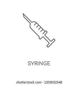 Syringe linear icon. Syringe concept stroke symbol design. Thin graphic elements vector illustration, outline pattern on a white background, eps 10.