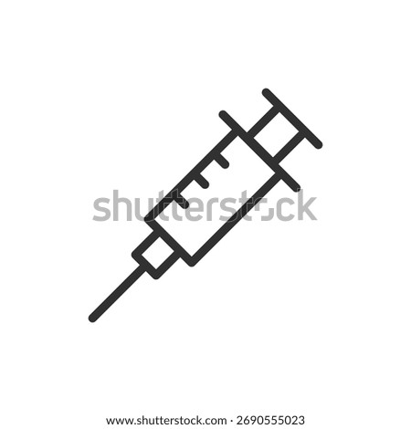 Syringe, linear icon. Injection and vaccination in medicine. Line with editable stroke.
