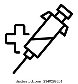 Vector de contorno de icono de liposucción de jeringas. Cosmética cutánea. Plástico corporal