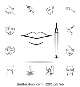 syringe and lips icon. Detailed set of anti-aging procedure icons. Premium graphic design. One of the collection icons for websites, web design, mobile app