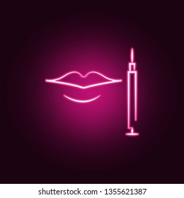 syringe and lips neon icon. Elements of antiaging set. Simple icon for websites, web design, mobile app, info graphics
