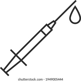 icono de la jeringa y de la gota líquida en el contorno delgado
