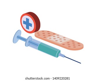 syringe with liquid isolated icon