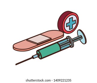 syringe with liquid isolated icon