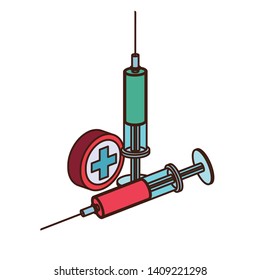 syringe with liquid isolated icon