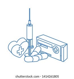 syringe with liquid isolated icon