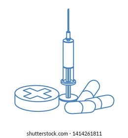syringe with liquid isolated icon