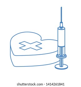 syringe with liquid isolated icon