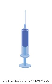 syringe with liquid isolated icon