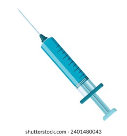 Syringe with liquid medicine on a white background. Medical theme vector illustration. vaccination design element.