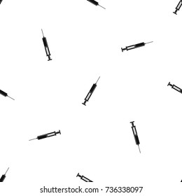 Syringe with liquid pattern repeat seamless in black color for any design. Vector geometric illustration