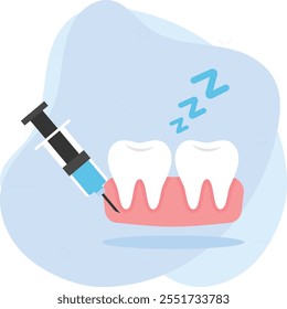 jeringuilla para inyección de anestesia local en goma para concepto de sedación, dolor o molestia antes o después del procedimiento Vector color icono diseño, odontología símbolo, signo de salud instrumento dental ilustración