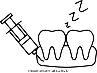 syringe for local anesthesia injection in gum for sedation concept, pain or discomfort before after procedure vector icon design, Dentistry symbol, Healthcare sign Dental instrument illustration