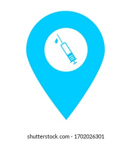 Syringe location map pin icon. Element of map point for mobile concept and web apps. Icon for website design and development, app development. Premium hospital, clinic, pharmacy icon sign