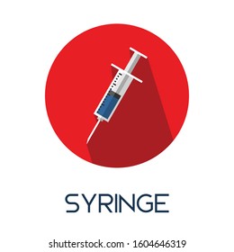 syringe long shadow flat style medic icon illustration