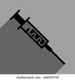 Syringe long shadow vector icon.
