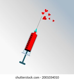Syringe with love, injection icon vector, filled flat sign. Symbol, logo illustration. 