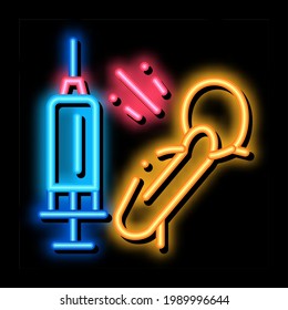 syringe man fear neon light sign vector. Glowing bright icon syringe man fear sign. transparent symbol illustration