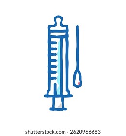 seringa médica ícone doodle esboço vetor. sinal médico seringa. símbolo isolado ilustração