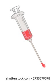 syringe medical object treatment banner isolate on white background single element prick icon for web doctor color vector