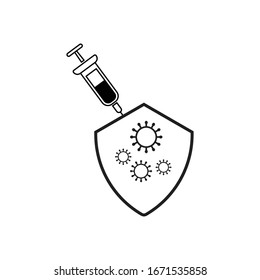 Syringe for medical.Vaccination to prevent disease.A vaccine, viruses and germs. Design vector template
