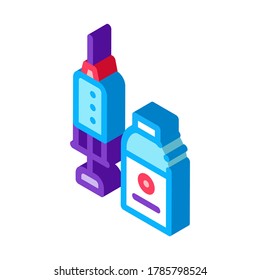 Syringe and Medicine Beaker Icon Vector. Isometric Syringe and Medicine Beaker sign. color isolated symbol illustration