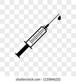 Syringe with medicine vector icon on transparent background, Syringe with medicine icon