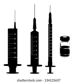 syringe and medicine vials vector illustration.