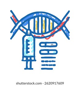 seringa ícone doodle genético molecular esboço vetor. seringa sinal genético molecular. símbolo isolado ilustração