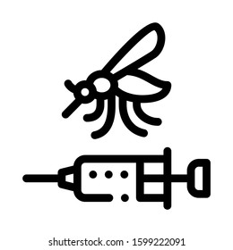 Syringe Mosquito Icon Vector. Outline Syringe Mosquito Sign. Isolated Contour Symbol Illustration