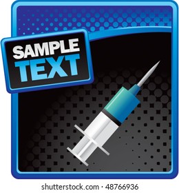 syringe needle blue and black halftone banner