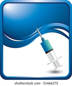 seringa agulha onda azul fundo