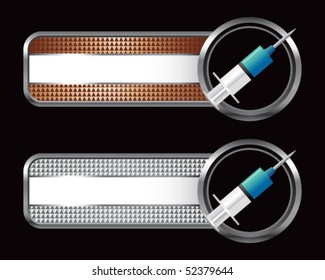 syringe needle bronze and silver checkered tabs