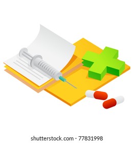 Syringe with needle and capsules