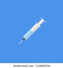 Syringe with needle, flat design