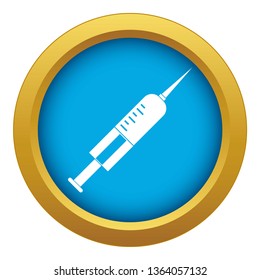 Syringe with needle icon blue vector isolated on white background for any design