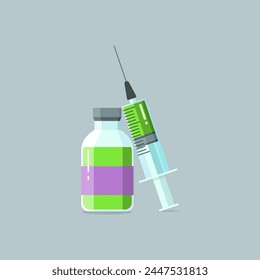 Icono de inyección de aguja de jeringa Vector ilustración gráfica plana. Diseño médico