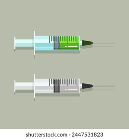 Icono de inyección de aguja de jeringa Vector ilustración gráfica plana. Diseño médico