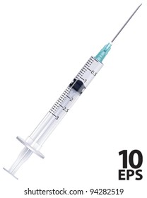 Syringe and needle isolated on a white background. Vector illustration